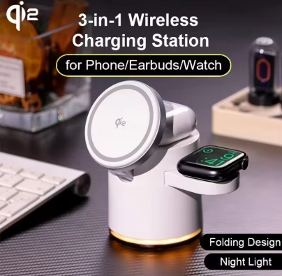 Prestige Pro 4 in 1 Wireless Charger, On The GO Fast Charging Dock Stand Night Light For Magsafe iPhone, Airpods, Apple Watch